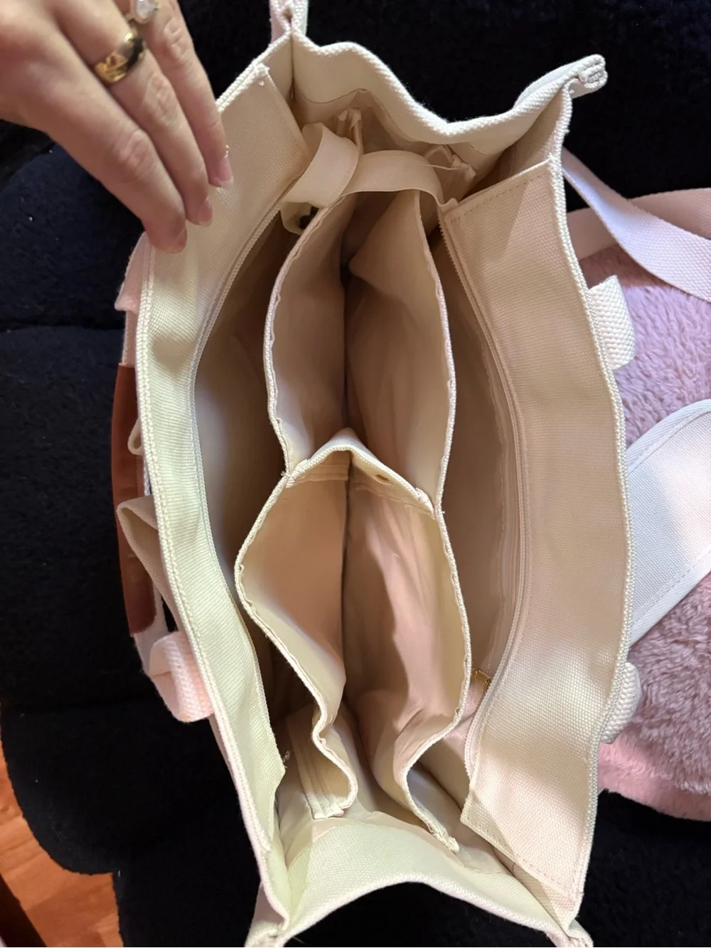 Cream Canvas Tote Bag with Adjustable Strap